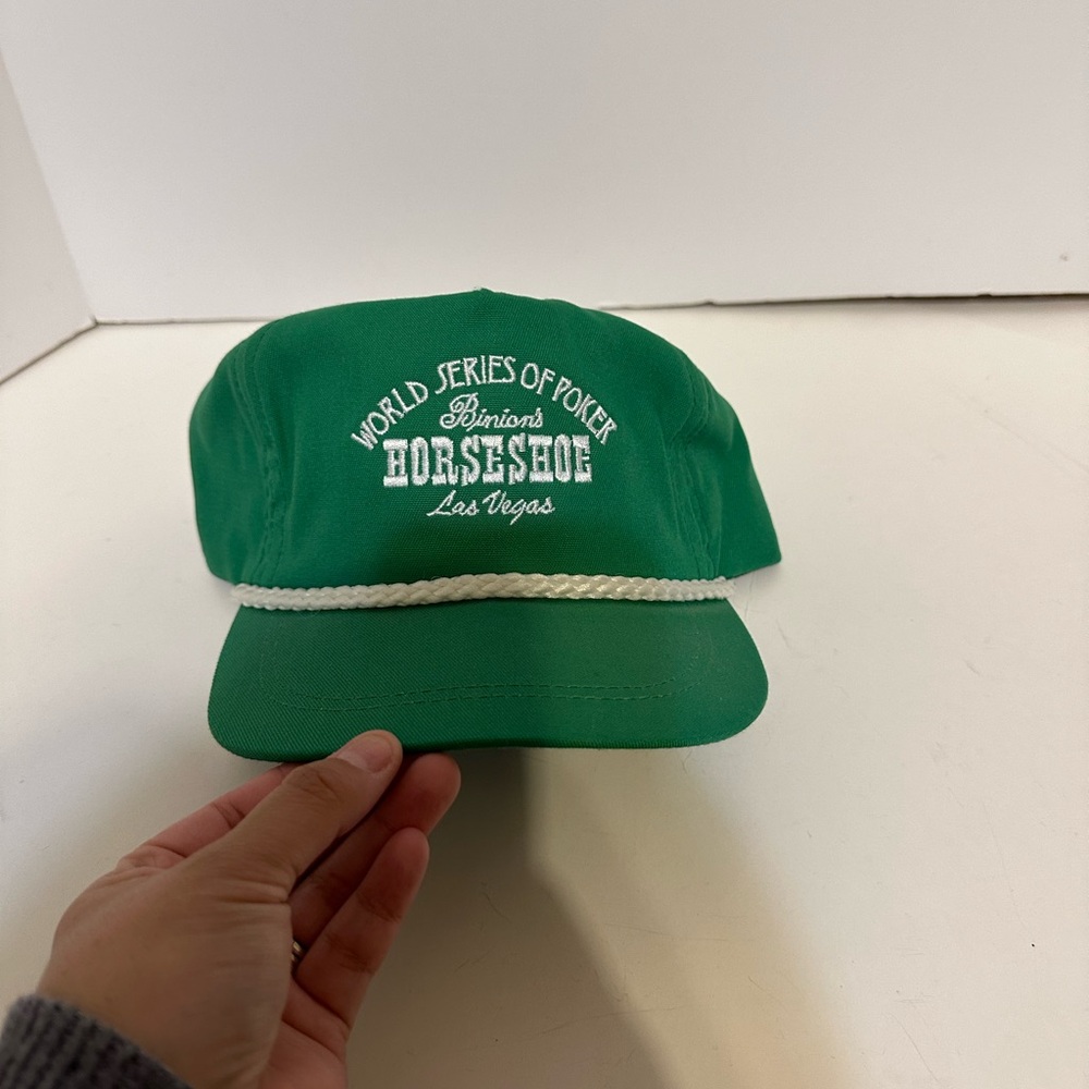 Green Hat with White Embroidery